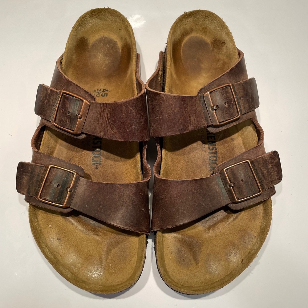 Birkenstock Arizona Tobacco Brown Habana Oiled Leather Sandals Mens 45 L14 M12